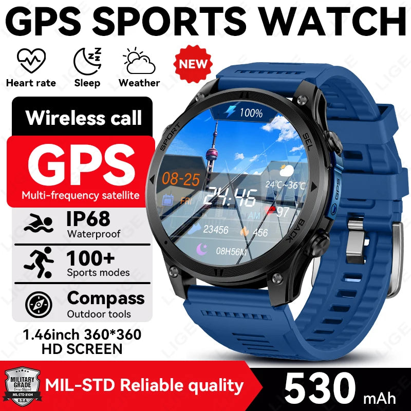 Reloj inteligente GPS para hombre 2026 New Military T-Rex 3 Ultra, batería de larga duración, resistente al agua IP68, brújula, linterna y rastreador deportivo