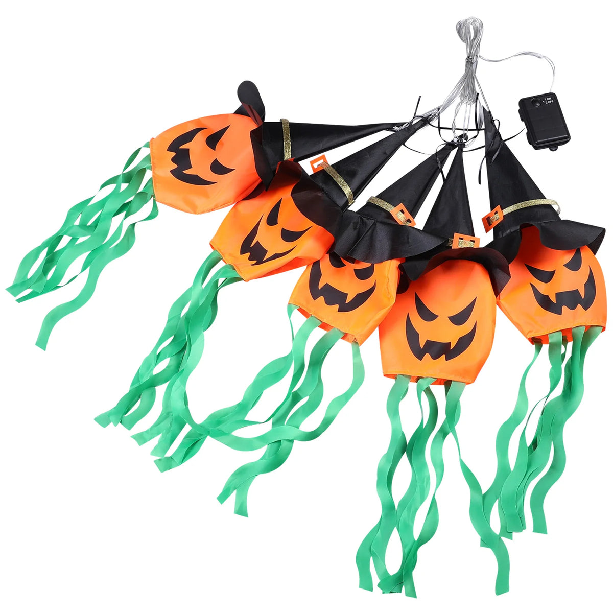 1 unidad de cadena de luces LED de fantasmas, decoración de Halloween para fiestas en el hogar, accesorio decorativo, luces de adorno para exteriores, funcionan con pilas