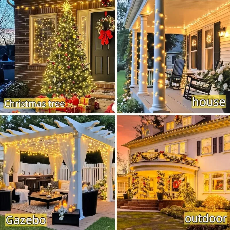 1/2 unidades de guirnalda de luces solares de 100 LED, impermeables, con 8 modos de iluminación, para decoración de patios, jardines, árboles, fiestas, Navidad y Halloween