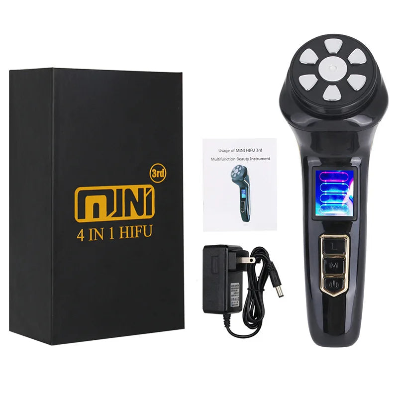 Máquina HIFU 4 en 1, Dispositivo de Lifting Facial con Ultrasonido y Radiofrecuencia, EMS, Reafirmante, Tensor, Antiarrugas, Herramientas de Belleza para el Cuidado Facial