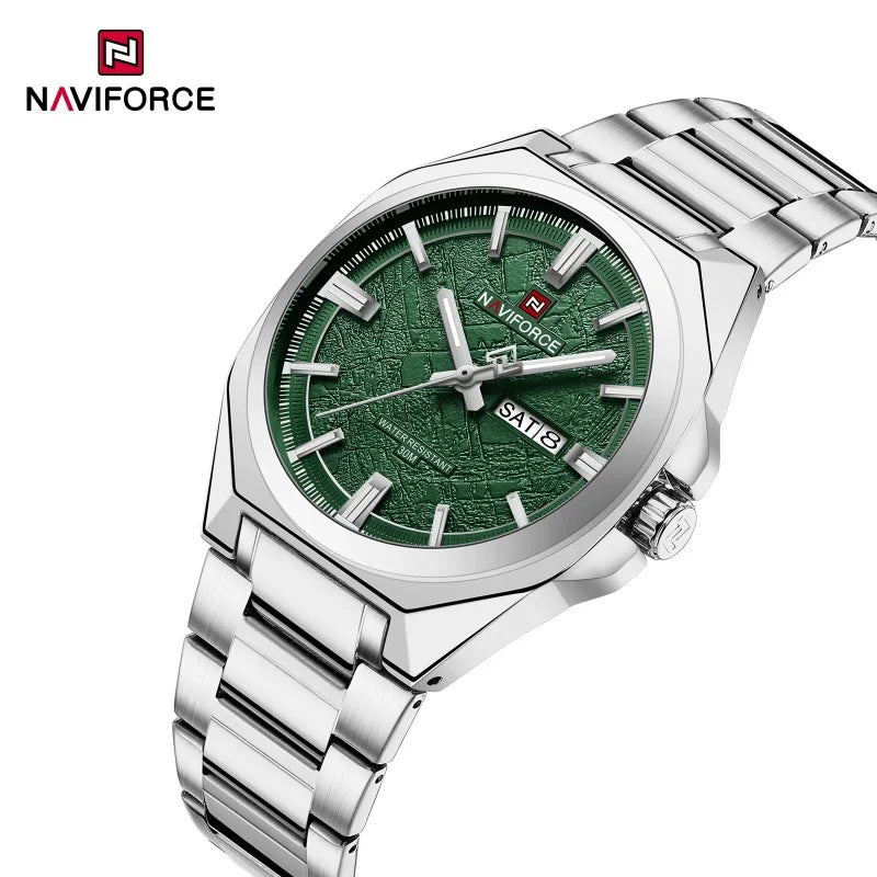 Reloj NAVIFORCE nuevo para hombre, resistente al agua 3ATM, cuarzo, luminoso, con fecha, acero inoxidable, para actividades al aire libre y negocios, modelo 2026