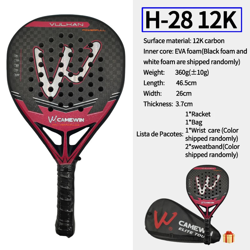 La nueva raqueta de Padel de fibra de carbono de 12K, raqueta de Padel de EVA con núcleo de espuma viscoelástica elástica, raqueta de tenis de playa, raqueta de Padel de fibra de carbono