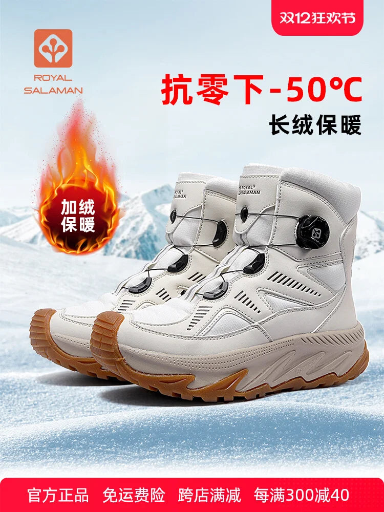 Botas de Nieve para Exteriores SALAMAN 2026, Zapatos de Senderismo para Hombre, Botas Impermeables para Mujer, Zapatillas de Trekking, Botas de Esquí Cálidas de Lana de Caña Alta para Invierno