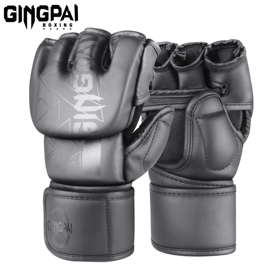 Guantes de boxeo, guantes de combate para hombres y mujeres, entrenamiento profesional MMA, guantes de boxeo de lucha de medio dedo, lucha libre Sanda