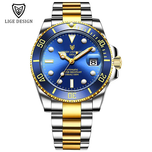 Nuevo reloj mecánico de moda LIGE para hombre, reloj de negocios, reloj automático deportivo resistente al agua para hombre, Relogios Masculino
