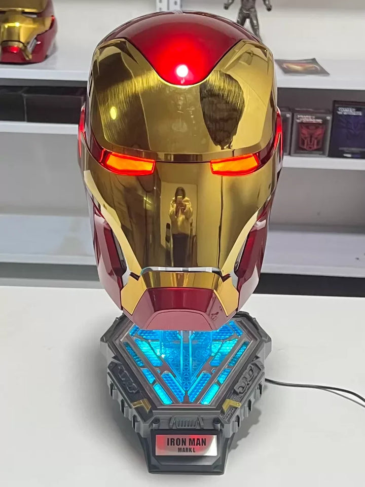 Casco de Iron Man Mk5 Mk7 Mk50 Mk17, Casco Portátil con Control Remoto de Voz Eléctrico, Regalo Coleccionable para Adultos, Juego de Rol