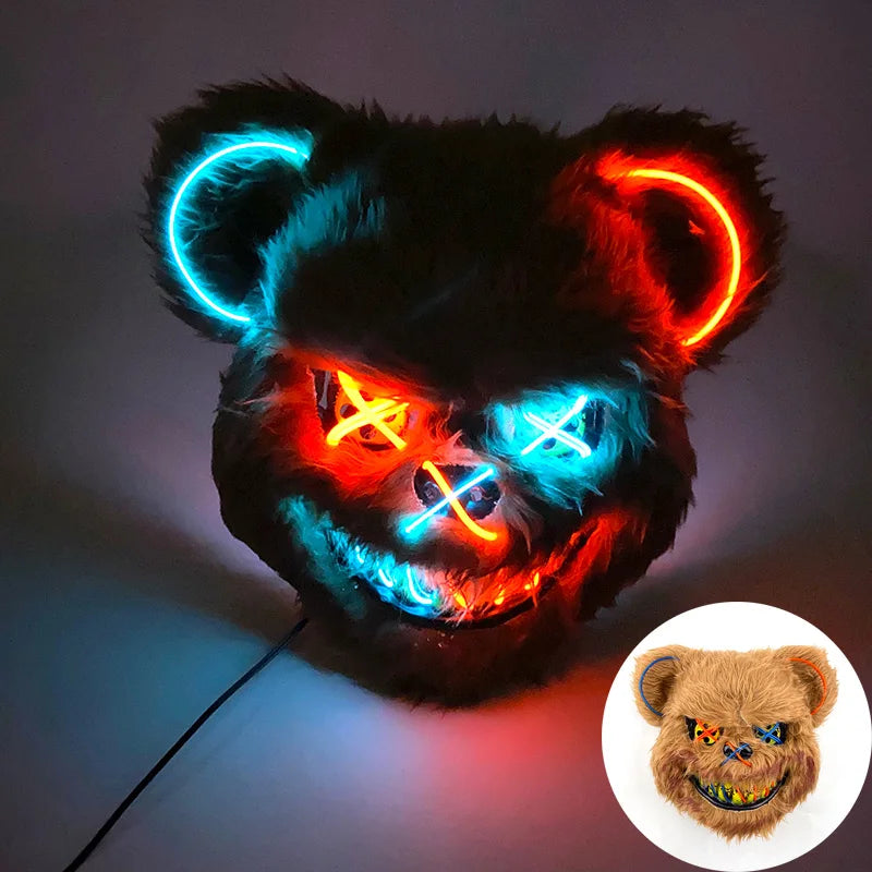 Máscara de Zorro Luminosa de Neón para Hombres, Máscaras de Disfraz Luminosas para Halloween, Brilla en la Oscuridad, Disfraz de Cosplay, Decoración para Fiestas de Disfraces
