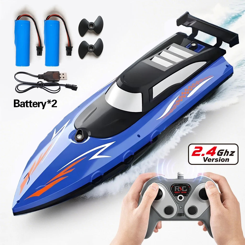 Lancha de control remoto de alta velocidad de 27 MHz | Barco de carreras acuático impermeable con doble motor, juguete para niños, regalo para exteriores y piscina