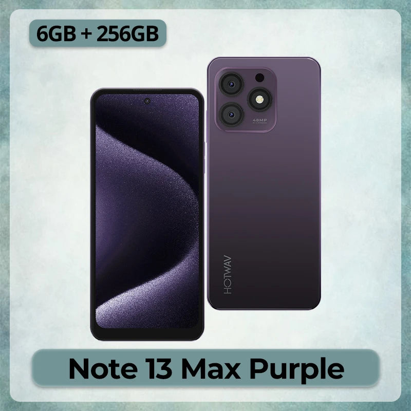 Teléfono móvil ultra delgado HOTWAV Note 13 Max de 9,2 mm, pantalla HD+ de 6,8'', Android 14, 6 GB de RAM, 256 GB de ROM, teléfono de ocho núcleos, cámara de 48 MP + 16 MP, batería de 5160 mAh, smartphone ligero 1080P con GPS