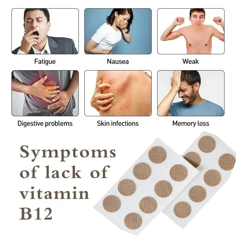 Parches transdermicos de vitamina B12 (alta resistencia), con vitaminas B2, B6 - Apoya la producción energética, la función cerebral y el metabolismo