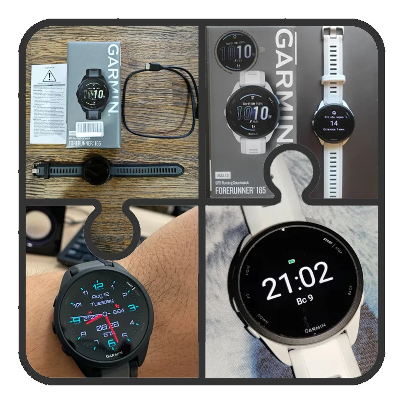 Reloj deportivo inteligente Garmin Forerunner 165 estilo básico, pantalla AMOLED de 1,2 pulgadas, GPS, compatible con múltiples idiomas
