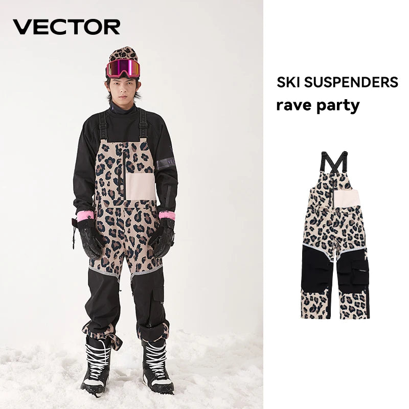 VECTOR-pantalones de esquí gruesos para hombre y mujer, monos rectos, mono, babero de esquí, impermeable, cálido, a prueba de viento, deportes al aire libre, Snowboard