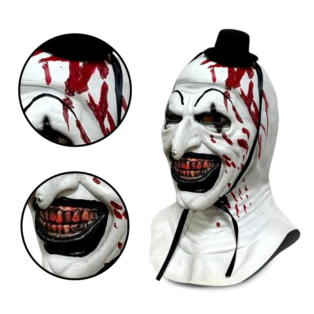 Máscara de zombis de payaso de arte terrorífico de Halloween, máscara sangrienta malvada de terror aterrador, fiesta de disfraces de demonio espeluznante para fiesta, accesorios de Cosplay