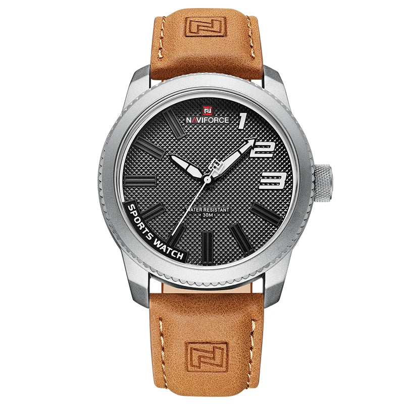 Reloj NAVIFORCE de marca de lujo con fecha, movimiento japonés, cuadrado, para hombre, de cuarzo, casual, militar, deportivo, de cuero