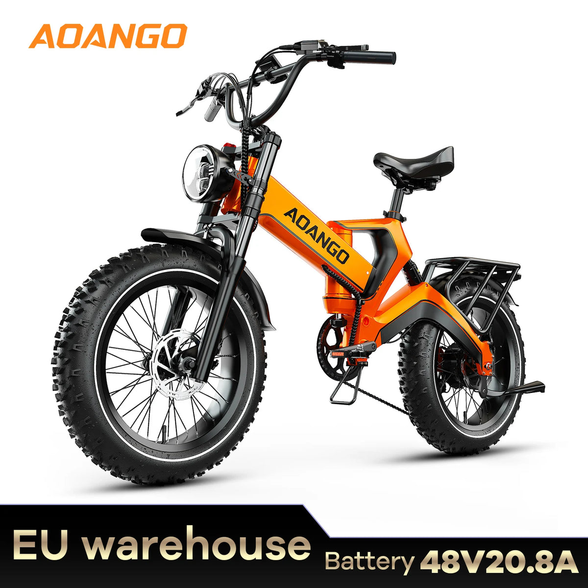 Aoango Foldable Electric Bicycle for Adults 48V35Ah Removable Battery 20inch Fat Tire Ebike for Men And Women All-Terrain