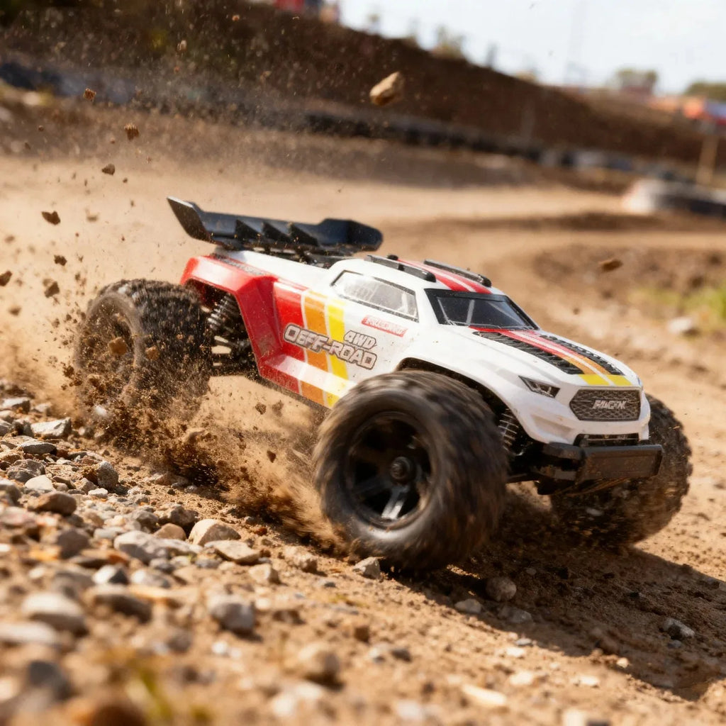 MJX HYPER GO 1:18 4WD 50km/h 18208 Coche de Control Remoto de Alta Velocidad, Monster Truck, Vehículo Todoterreno de Doble Carcasa, Coche de Juguete para Niños RTR
