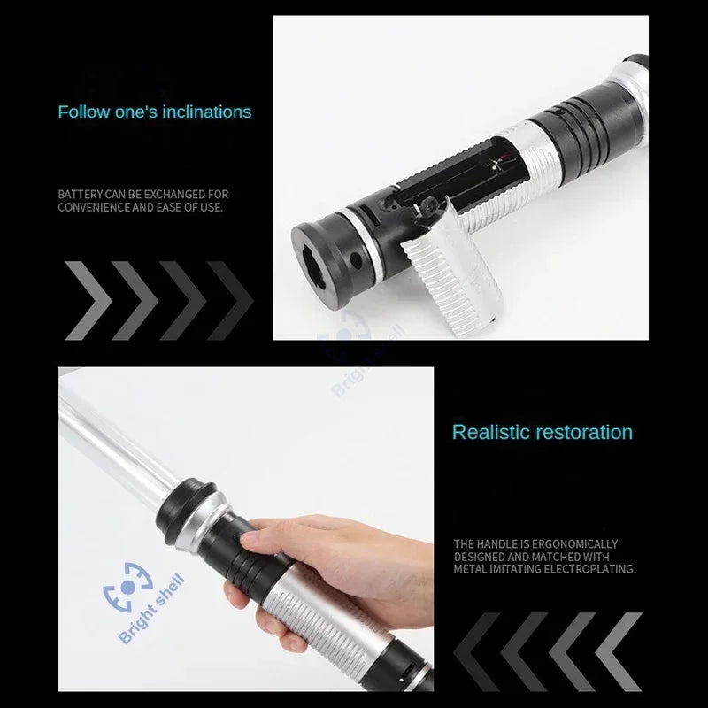 Sable de luz de 80 cm, juguete de espada láser RGB, sable de luz con 7 colores intercambiables, juguete telescópico Force FX FOC con efectos de sonido, espada Jedi para niños, regalo para niños