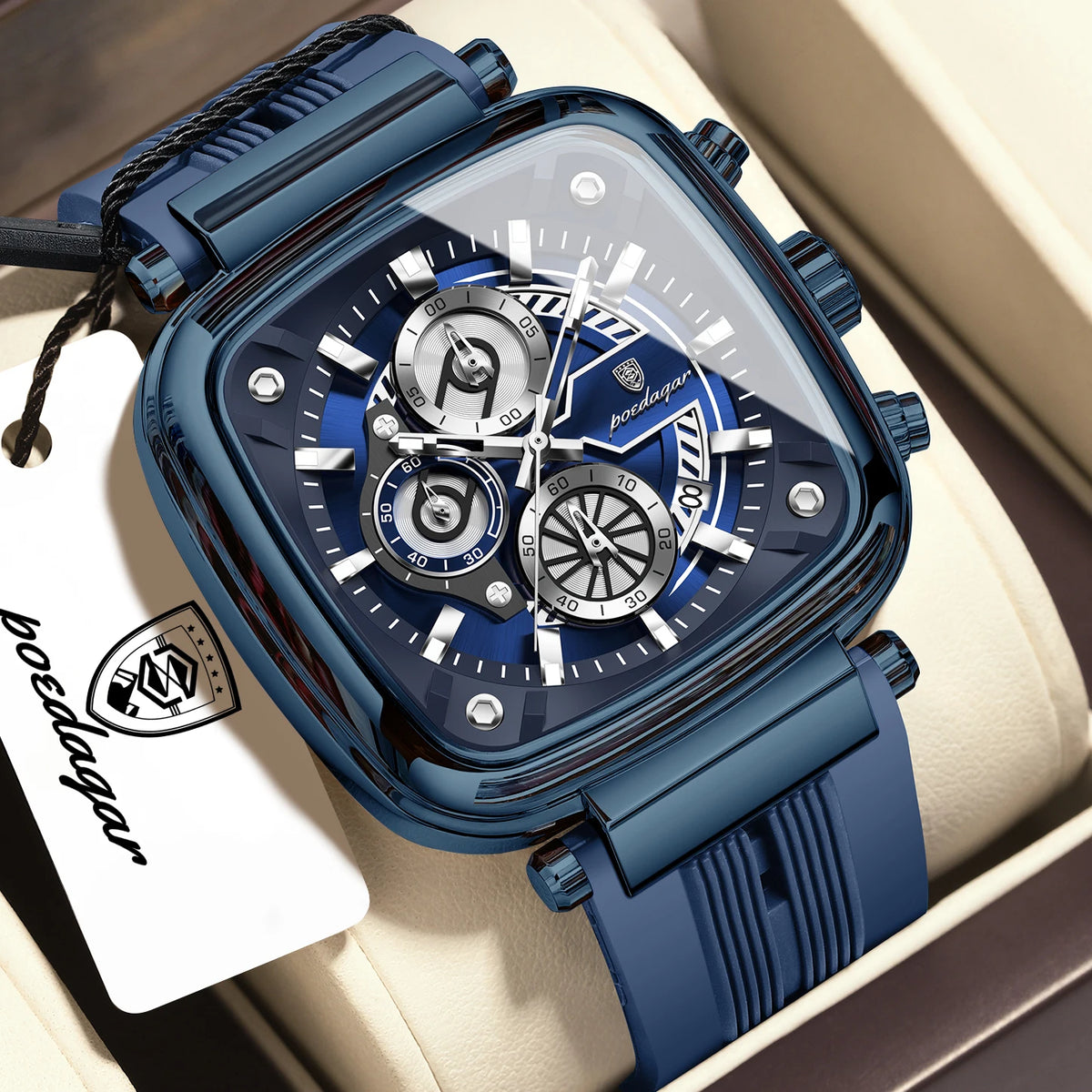 POEDAGAR Sports Watches For Men Fashion Waterproof Luminous Date Man Wristwatch Chronograph Quartz Silicone Men Watch Male Reloj