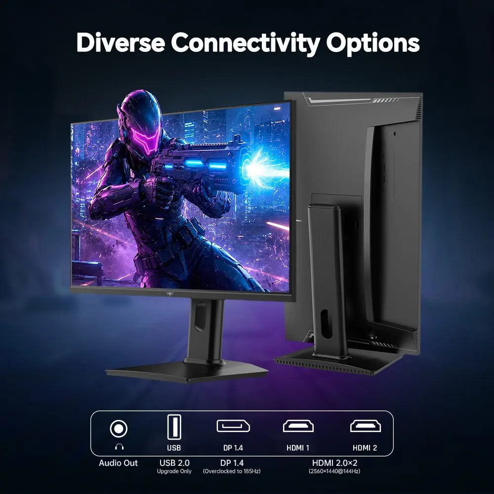 Monitor para Juegos KTC H24T7 de 23.8 Pulgadas, 2K QHD 2560x1440, 185Hz, IPS Rápido, HDR400, 1ms MPRT, Compatible con FreeSync y G-Sync, Cuidado de la Vista, Soporte Ajustable en Altura