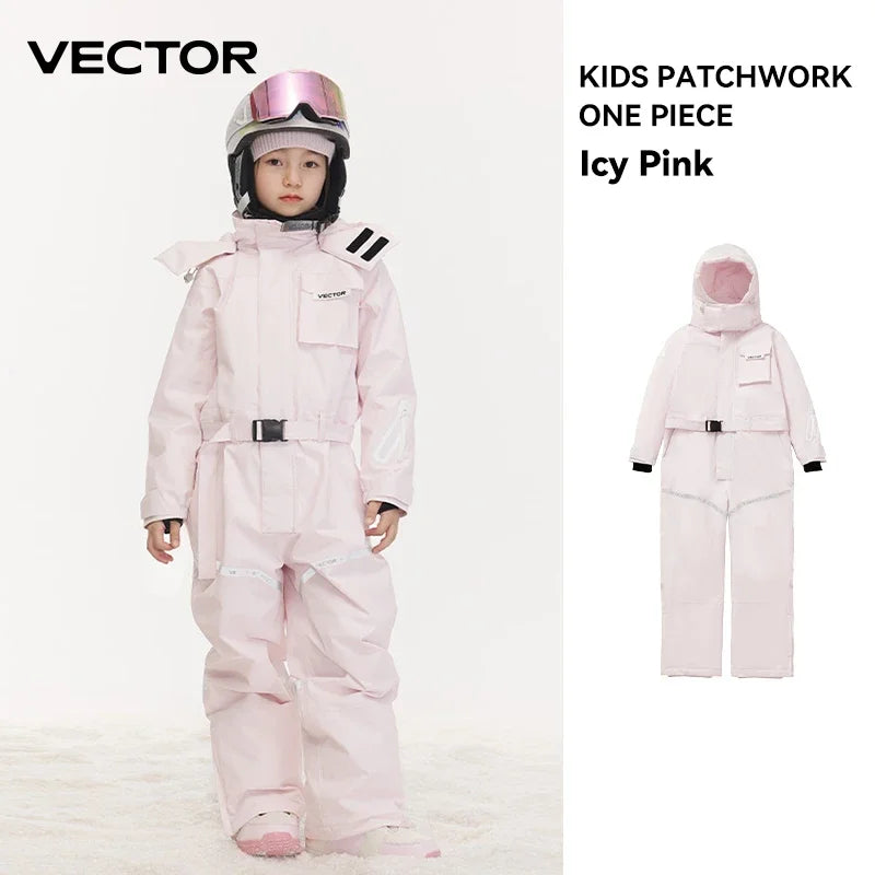 VECTOR Mono de Nieve para Niños, Cálido y Grueso para Invierno, con Capucha, Impermeable, Mono de Esquí, Ropa de Snowboard, Chaqueta de Snowboard para Deportes al Aire Libre