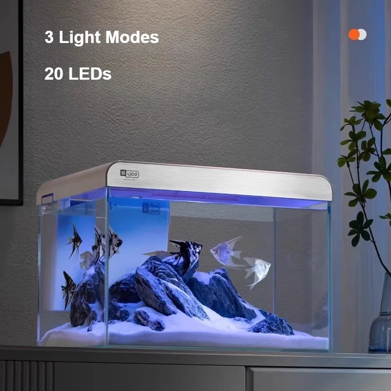Ultra Clear Glass Desktop Aquarium Eco System Self Circulating for Home Office Living Room Coral Reef Fish Tank