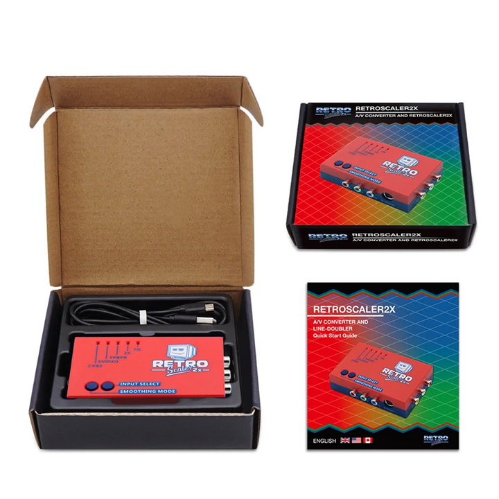 AA91 For RetroScaler2x AV to HD Converter Line-Doubler for Retro Game Consoles PS2 N64 NES Dreamcast Saturn MD1 MD2,Red