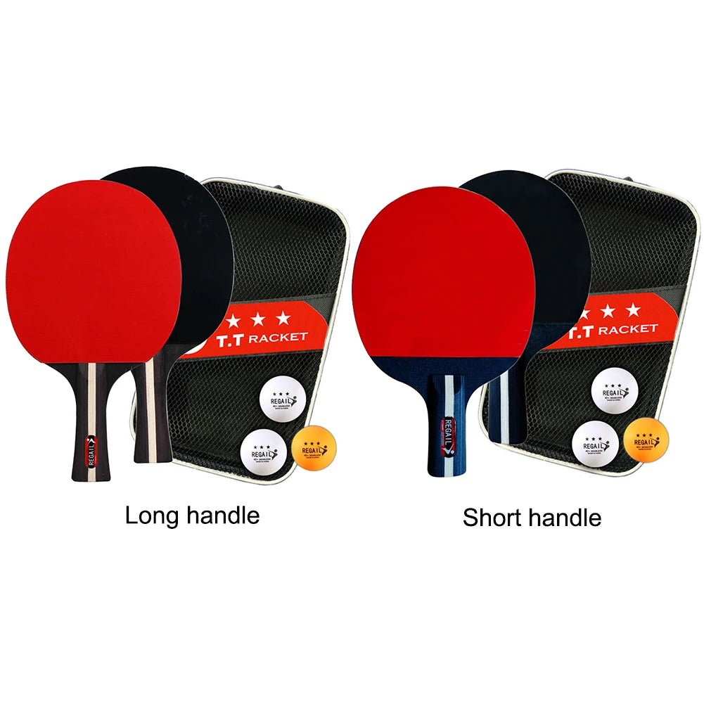 Juego de Raquetas de Tenis de Mesa, 2 Raquetas y 3 Pelotas, Juego de Ping Pong Profesional para 2 Jugadores con Bolsa para Torneos