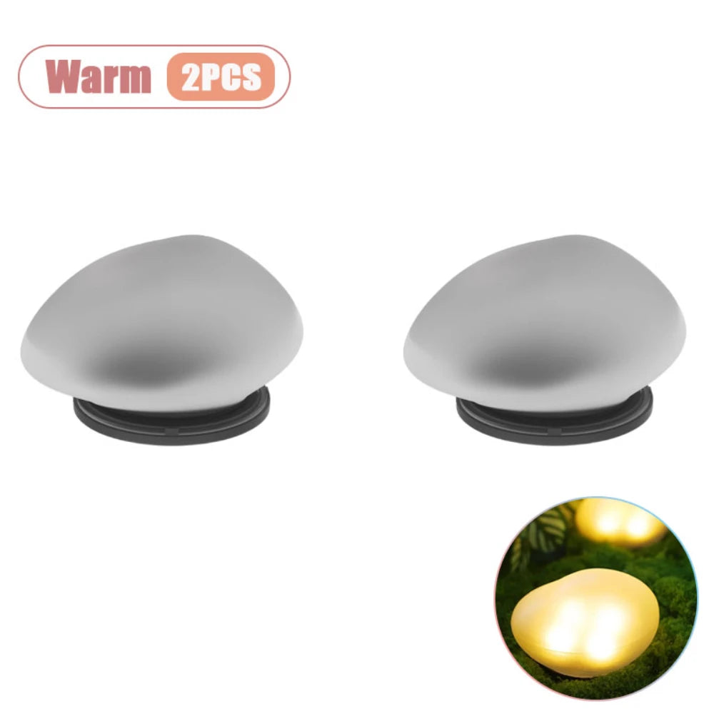 Lámpara LED solar para jardín, piedra artificial tipo canto rodado, luz para césped, montaje semiempotrado para caminos, decoración de patio, iluminación de jardines