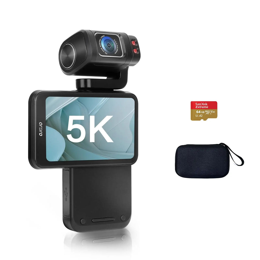 Ordro M3 Cámara de Bolsillo Videocámara Digital 5K 30FPS Estabilización de Imagen Pantalla Grande Integrada Cámara de Mano para Vlogs de Viaje