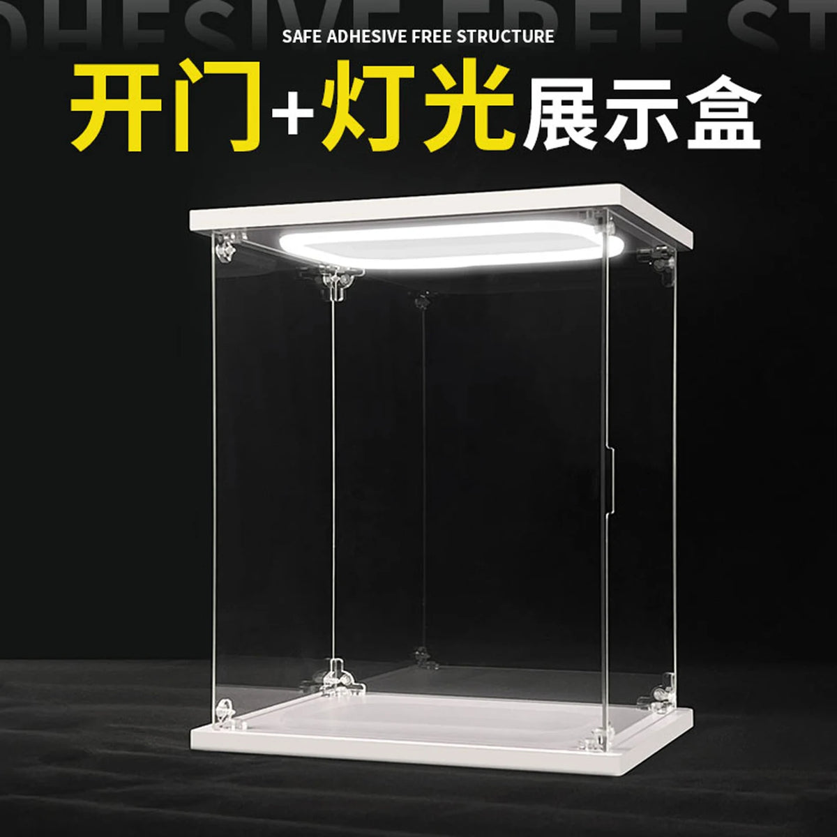 Vitrina de acrílico transparente con luz LED, caja de almacenamiento a prueba de polvo con puerta para minifiguras de Lego, figuras de acción y coleccionables