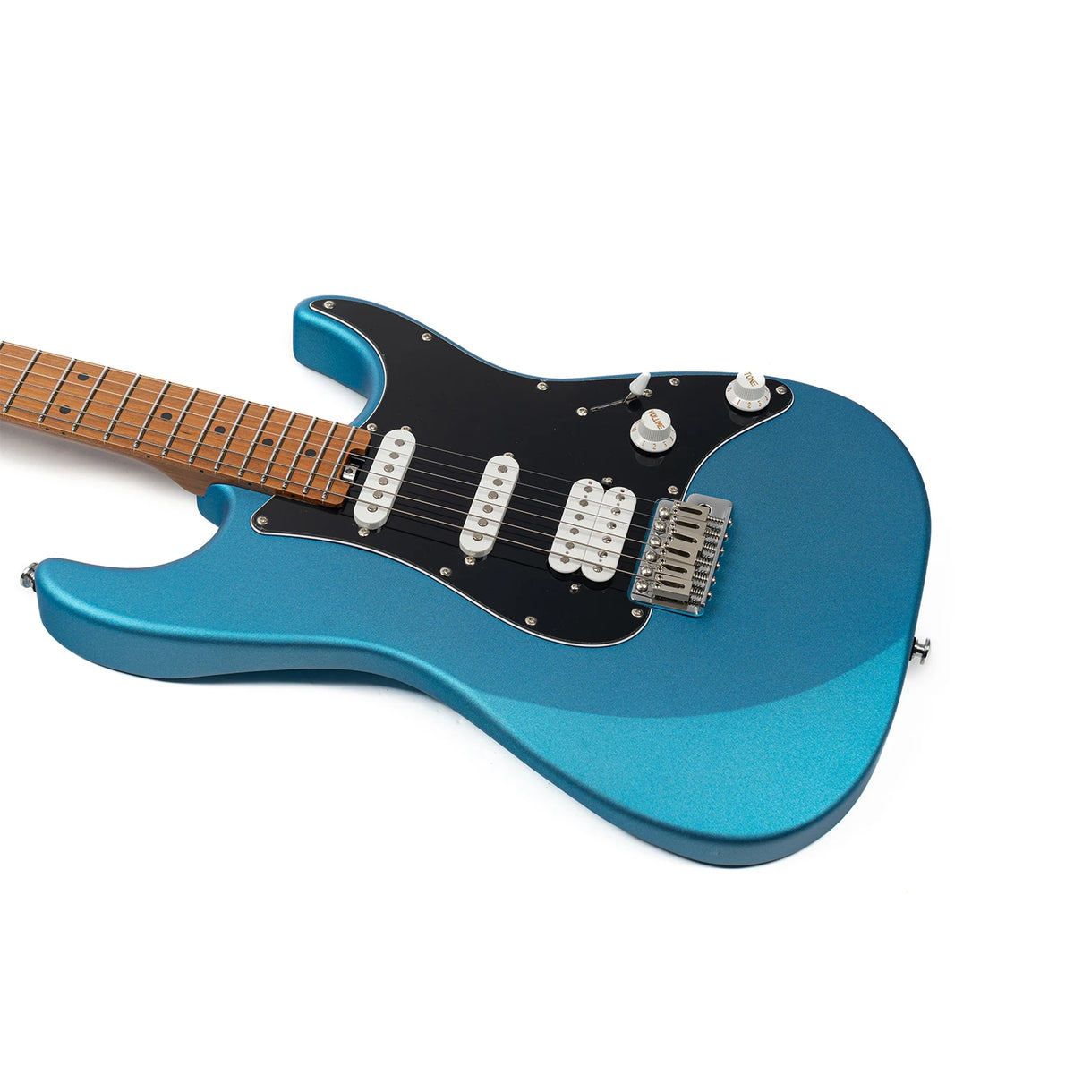 EART Guitar Nexus-S2, guitarra eléctrica HSS de caoba/acero tostado de 25,5"