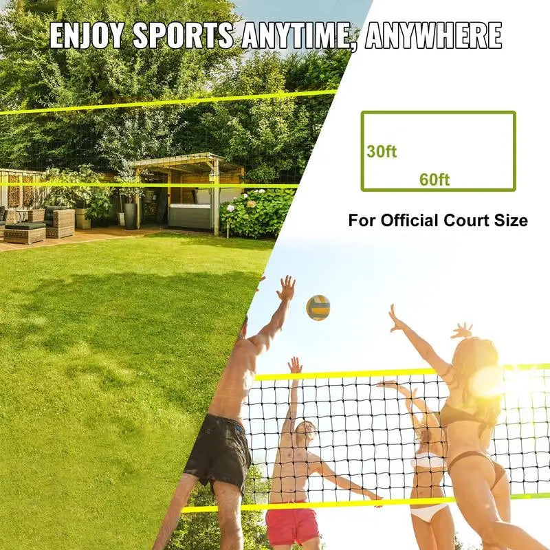 Juego de red de voleibol ajustable en altura, red de voleibol portátil para playa, red de voleibol para exteriores, red de voleibol plegable con pelota de voleibol y bolsa de transporte, para jardín, playa, césped, etc.