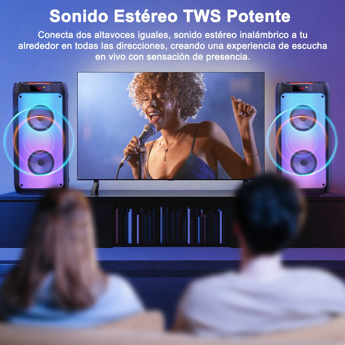 T10 Wireless Bluetooth Speaker, Karaoke Machine with 2 Microphone, Home Karaoke System with LED Party Light, Remote Control