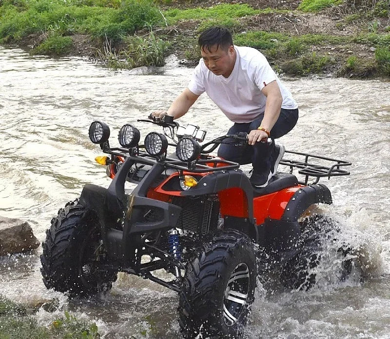 Cuatrimoto de playa con transmisión por eje, vehículo todoterreno de cuatro ruedas con refrigeración por agua para campo, montaña y agricultura