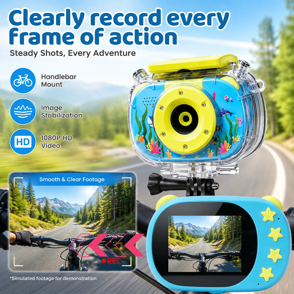Cámara Sumergible para Niños, Digital 1080P con Zoom Digital 10X, Pantalla Fácil de Usar para Niños, Fotografía Digital a Prueba de Agua