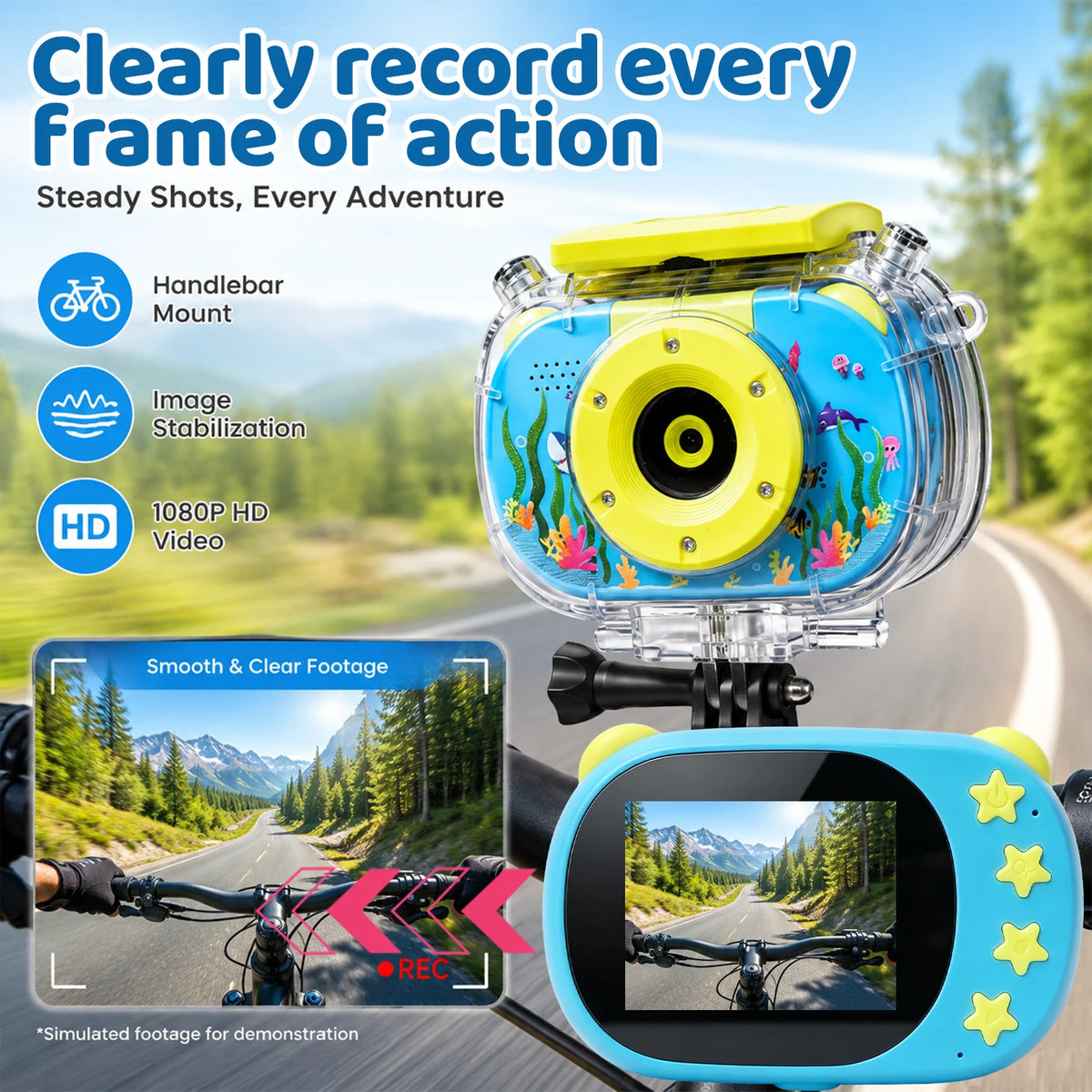 Cámara Sumergible para Niños, Digital 1080P con Zoom Digital 10X, Pantalla Fácil de Usar para Niños, Fotografía Digital a Prueba de Agua