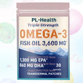 30 Parches Transdérmicos de Aceite de Pescado Omega 3 con EPA y DHA que Favorecen la Salud del Corazón, el Cerebro y la Vista