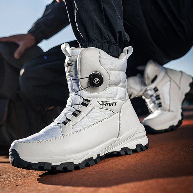 Botas de nieve cálidas para hombre, además de botas de algodón gruesas, zapatos de esquí para exteriores para hombre, zapatos de algodón antideslizantes impermeables, invierno para hombre