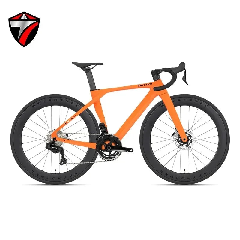 Bicicleta de carretera TWITTER T10pro con velocidad variable electrónica, bicicleta de 24 velocidades EDS TX7100, fibra de carbono T800, freno de disco hidráulico