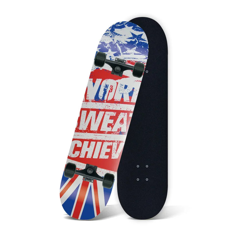 Patineta de 80*20 cm, ruedas de patineta de poliuretano 95A, patineta de doble truco para principiantes, adolescentes, niños, hombres, mujeres y adultos, ideal para patinar en la calle.