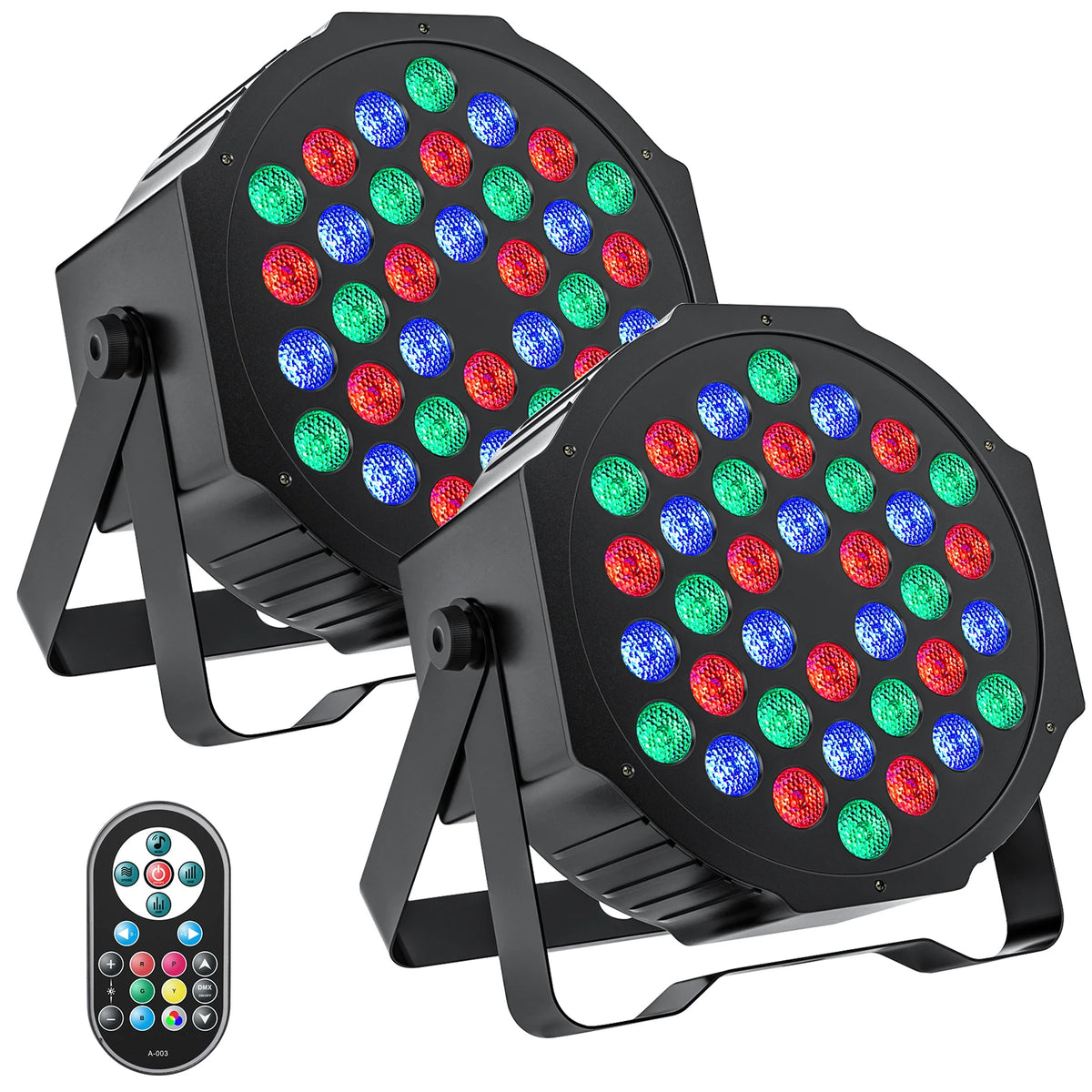 U'King 2 luces de fiesta Par Light 36 LED RGB DMX Iluminación de escenario Efecto de escenario Iluminación plana Par DJ Luces Disco Luces Boda