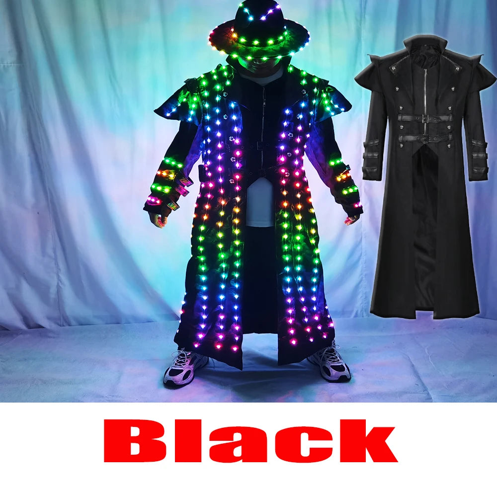 Decoración de fiesta de escenario, vestido elegante de fiesta, Robot de baile LED, traje luminoso, trajes Rave, ropa de actuación brillante