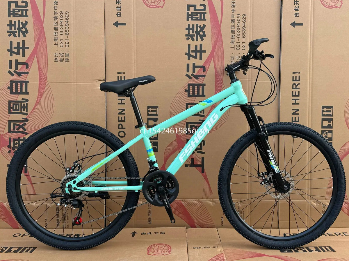 Bicicleta de montaña para adultos, todoterreno, de acero al carbono, con doble freno de disco, amortiguación y velocidad variable