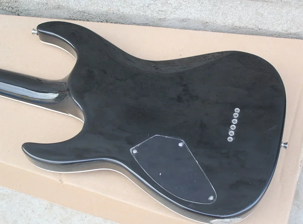 Guitarra Eléctrica de Alta Calidad, Instrumento de Cuerdas de 6 Cuerdas, Guitarra Negra Brillante