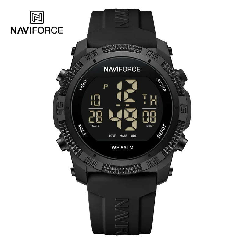 Reloj NAVIFORCE para hombre, digital LCD, a la moda, casual, con visualización de fecha y día de la semana, alarma, resistente al agua 3ATM, correa de silicona, reloj electrónico