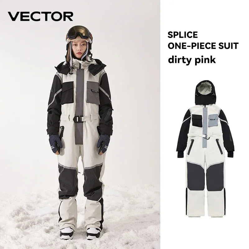 Mono de esquí de una pieza VECTOR hombres mujeres impermeable invierno cálido al aire libre Snowboard traje con capucha