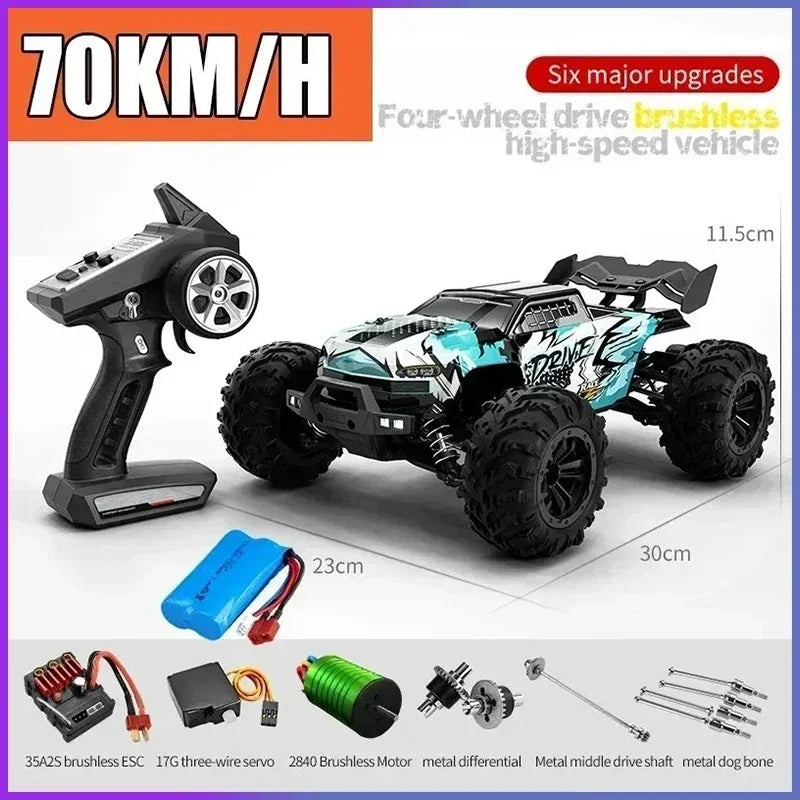 Coche teledirigido SCY16101 16102 de alta velocidad 70 km/h, coche teledirigido con tracción a las cuatro ruedas para niños, motor sin escobillas con LED