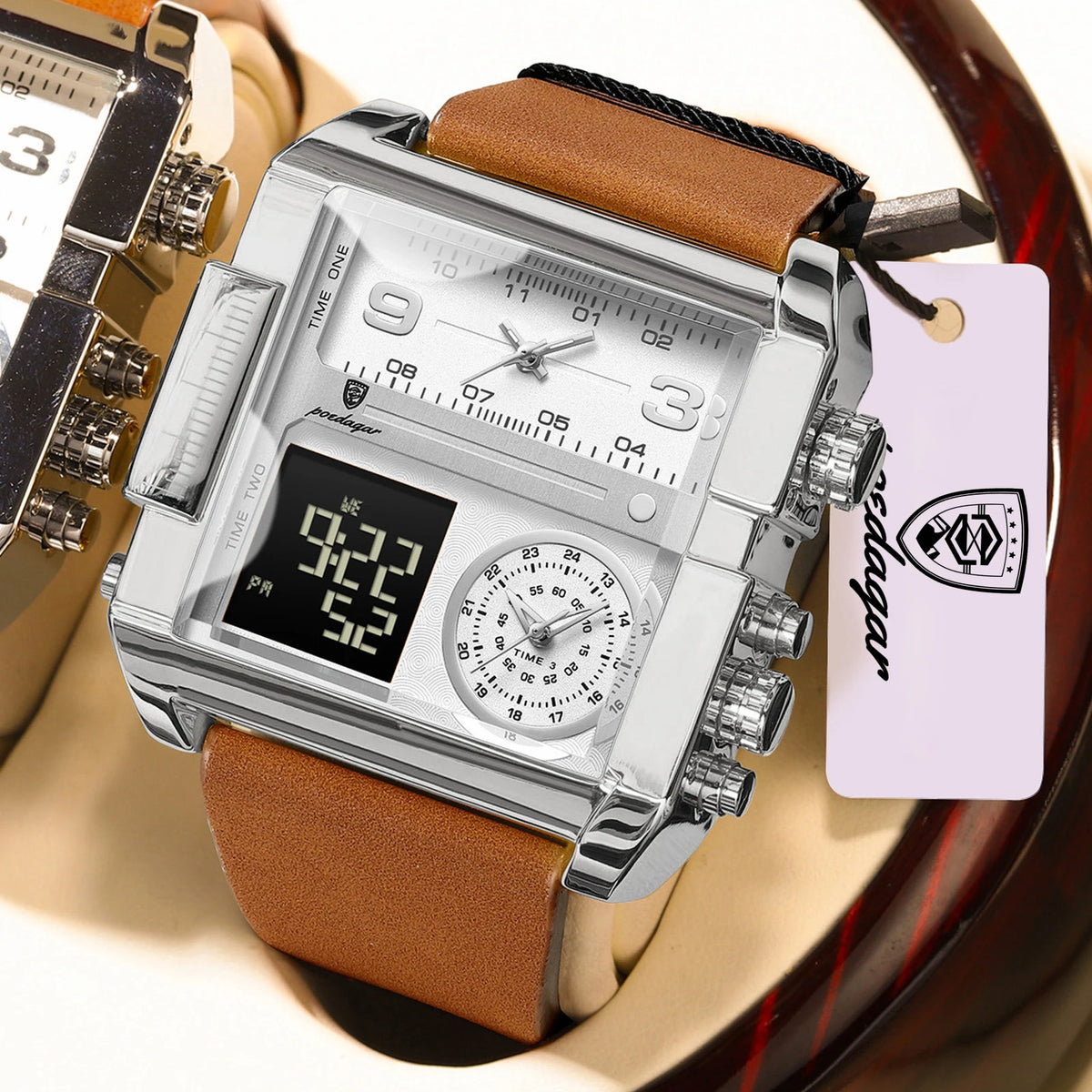 Reloj de pulsera para hombre POEDAGAR de lujo, resistente al agua, luminoso, con alarma, cuarzo, fecha, día de la semana, deportivo y digital.