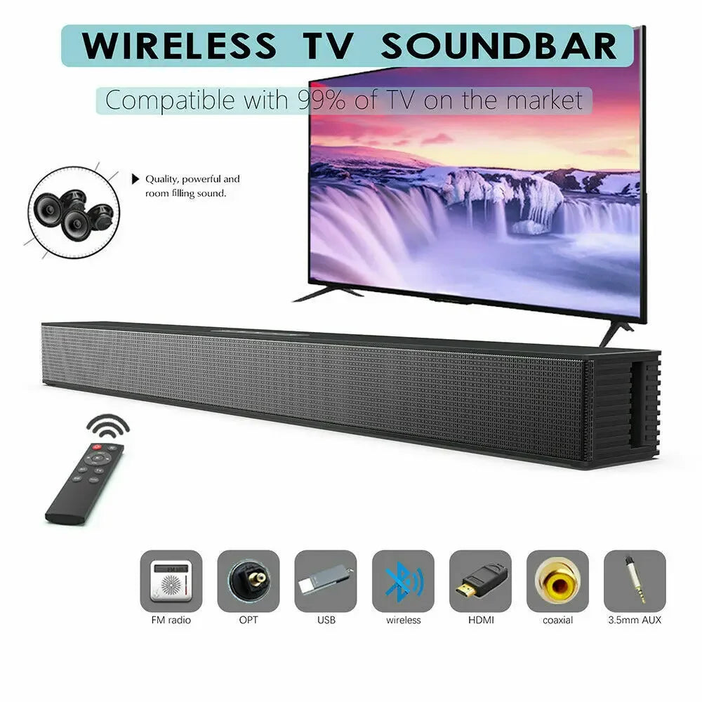 Sistema de Altavoces con Barra de Sonido Inalámbrica Bluetooth, Sonido Envolvente Estéreo, Altavoz de Sonido Superpotente, Sistema de Cine en Casa con Cable para TV y Proyector
