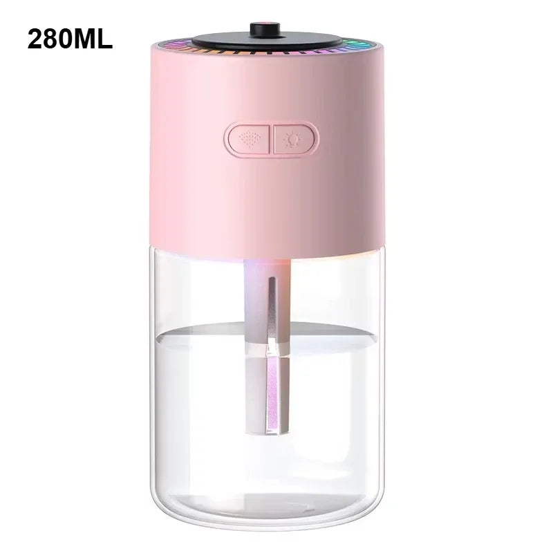 Humidificador de proyección de cielo estrellado creativo, Mini humidificador de aire giratorio para coche con luz LED, difusor de Aroma eléctrico USB para dormitorio